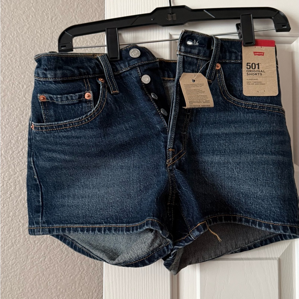 Levi's Dark Blue 501 High Rise Shorts